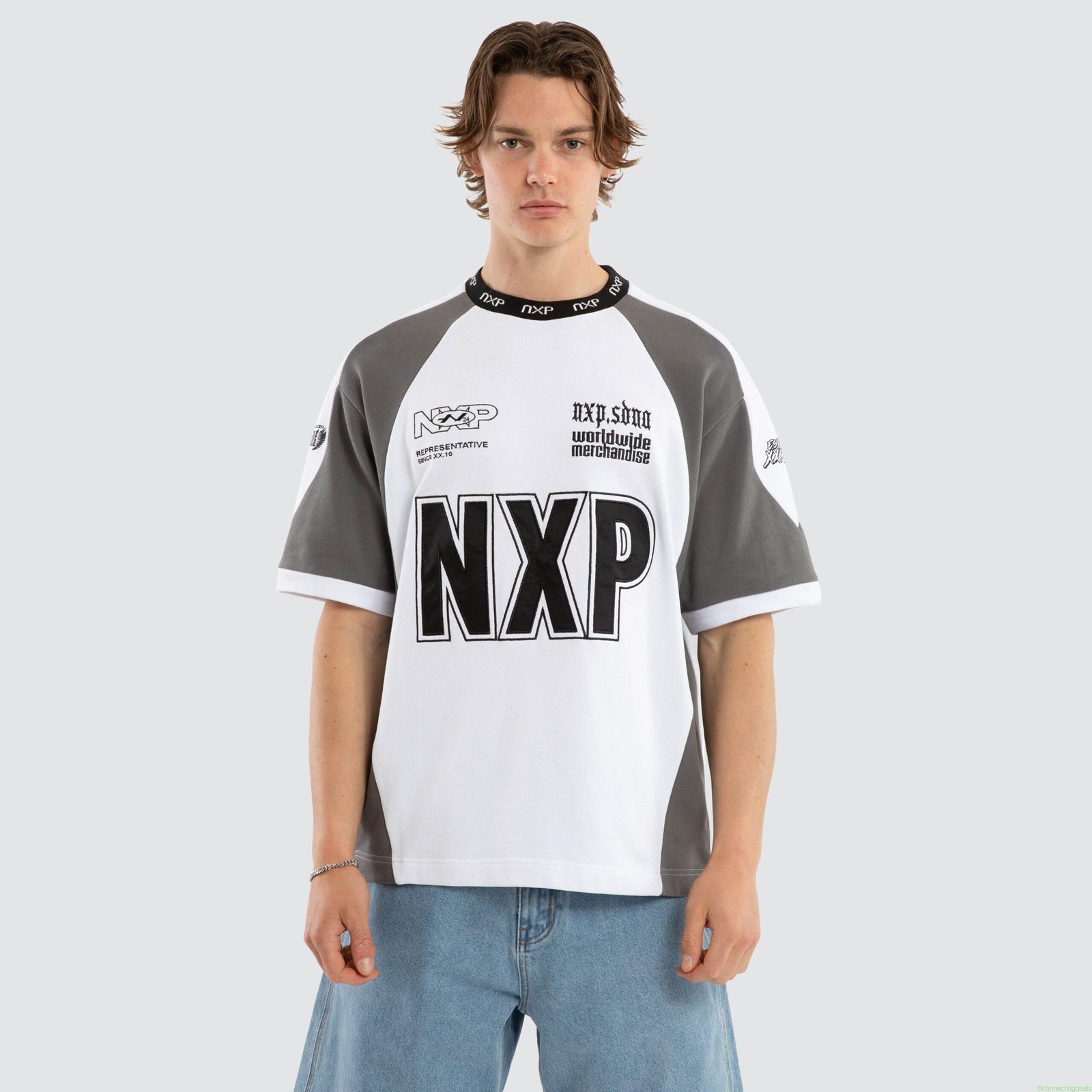 Legend Loopback Oversized Tee White Charcoal