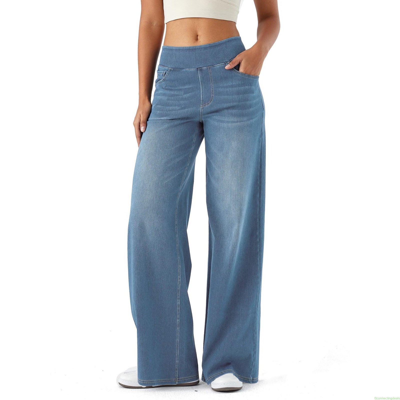 SHOWITTY Womens High-Waisted Wide-Leg Jeans