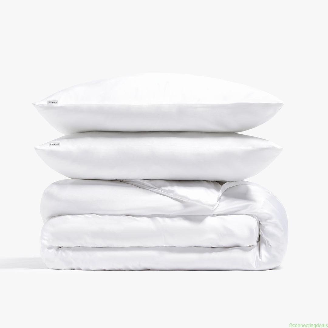 Premium Silk Duvet Cover Set White Dore & Rose