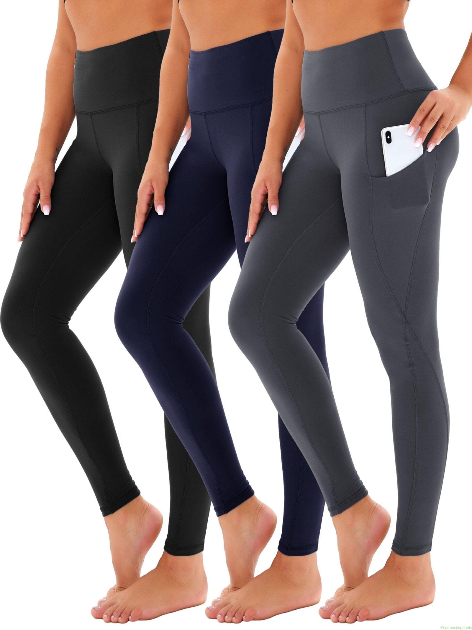 SHOWITTY 3 Pack Leggings for Women with Pockets