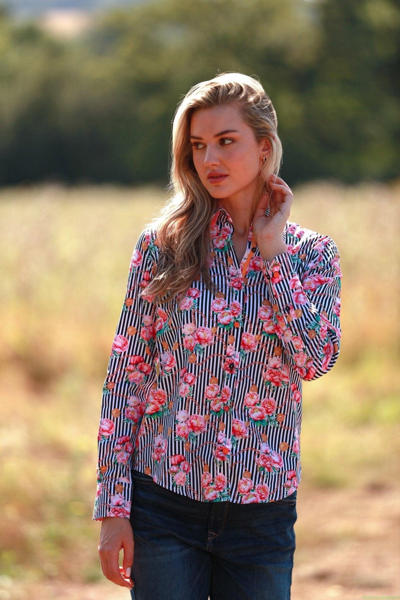 ETERNAL BLOOM STRIPE PINK PEONY WOMENS PRINT