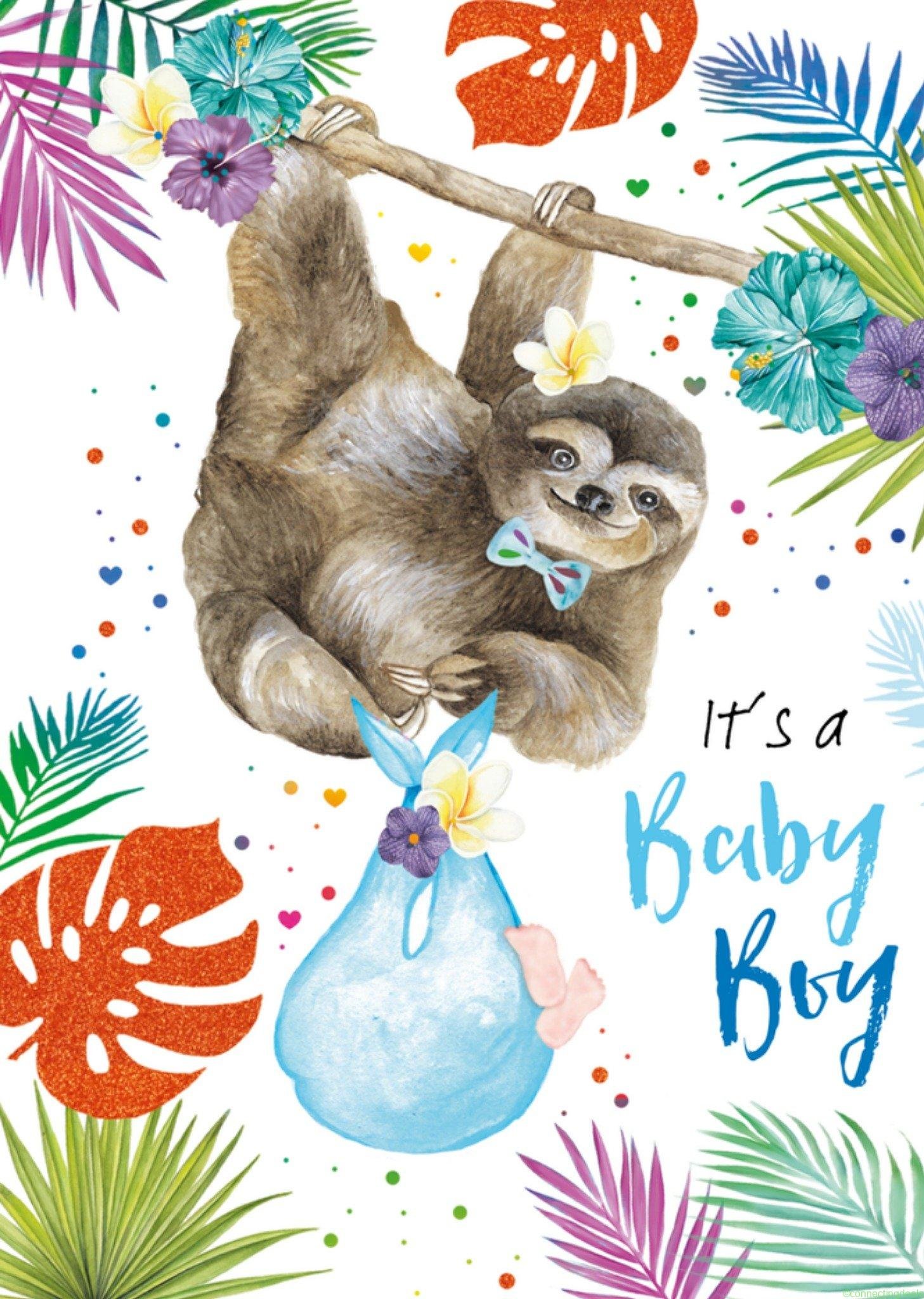 TMS Geboortekaart Jongen Luiaard Giant Card