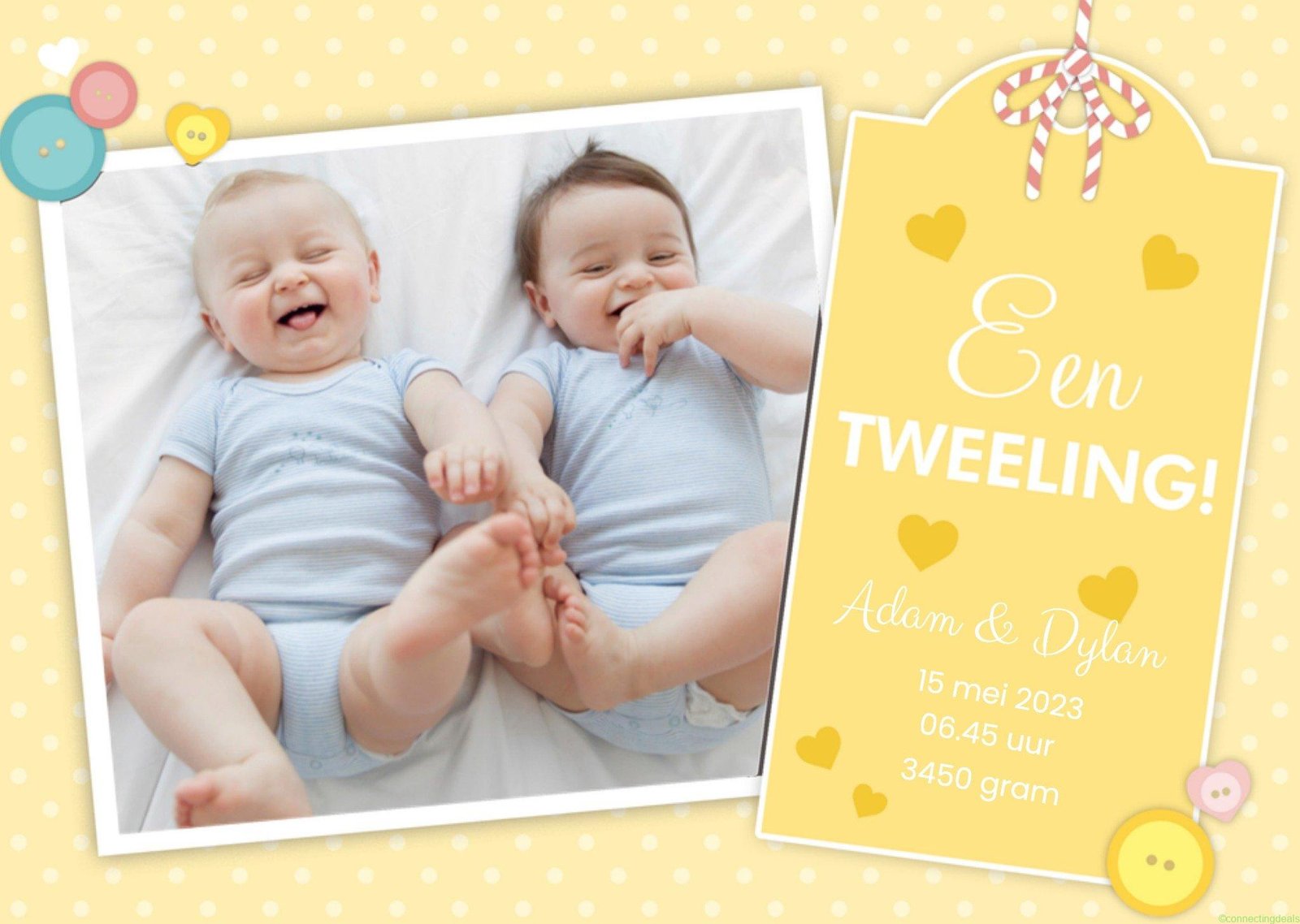 Greetz Geboortekaart fotokaart tweeling Postcard