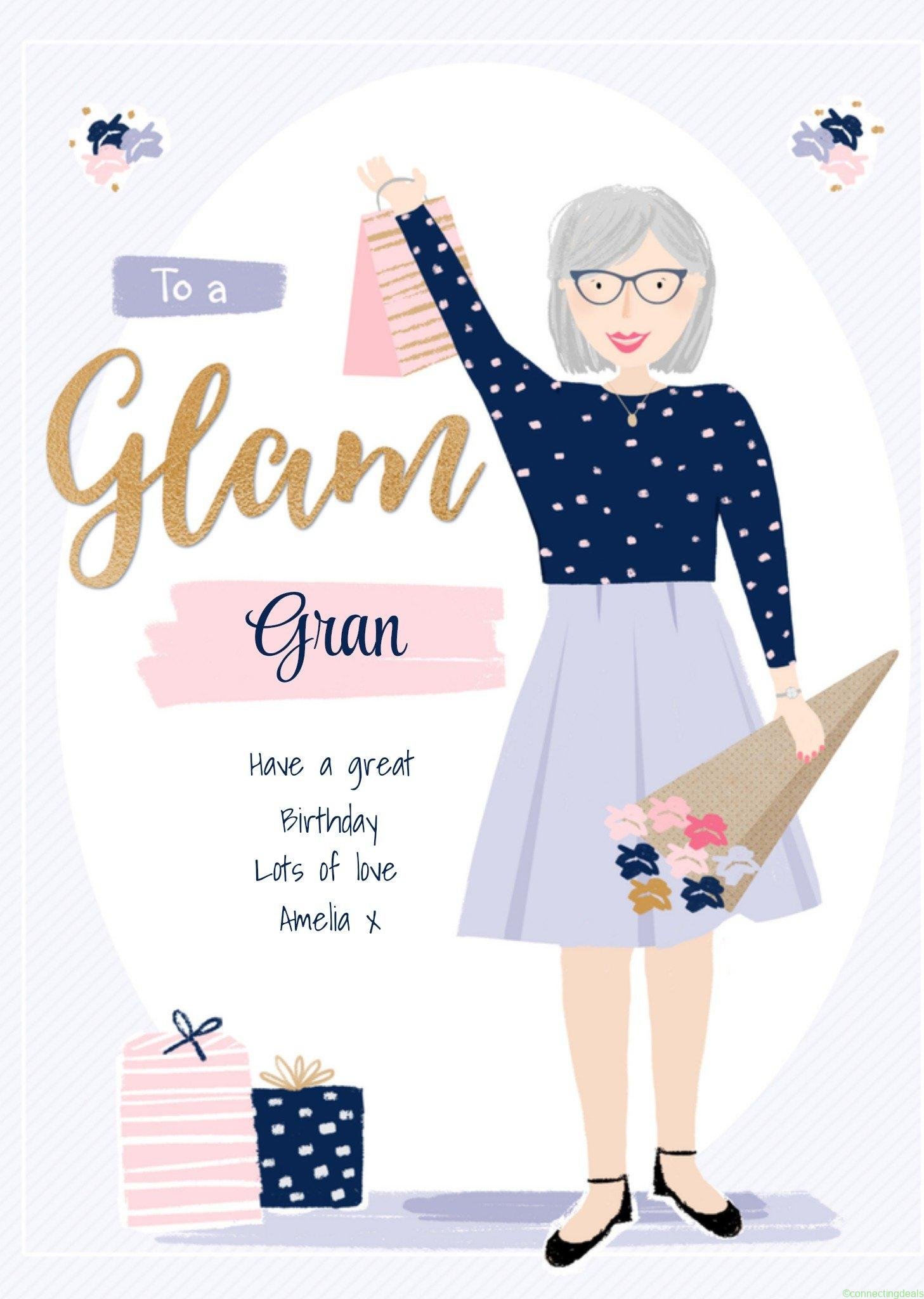 Greetz Verjaardagskaart Glam gran Giant Card