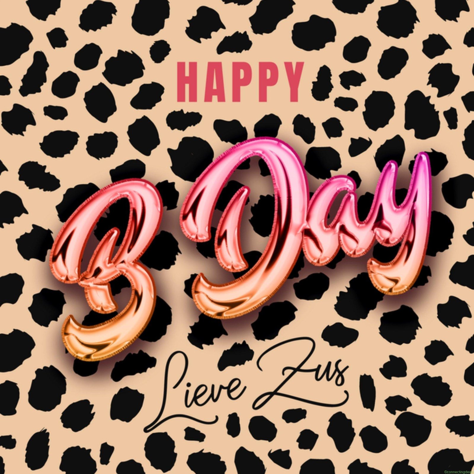 Luckz Verjaardagskaart Panterprint Lieve Zus