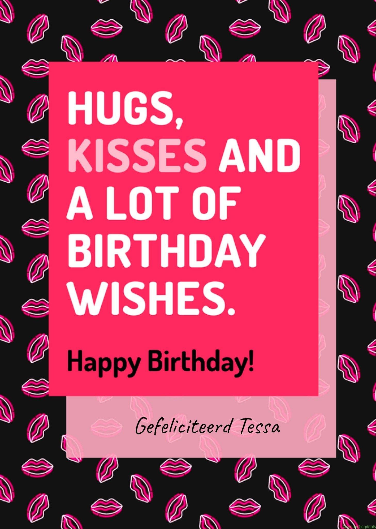Love Repeat Verjaardagskaart Hugs Kisses Large