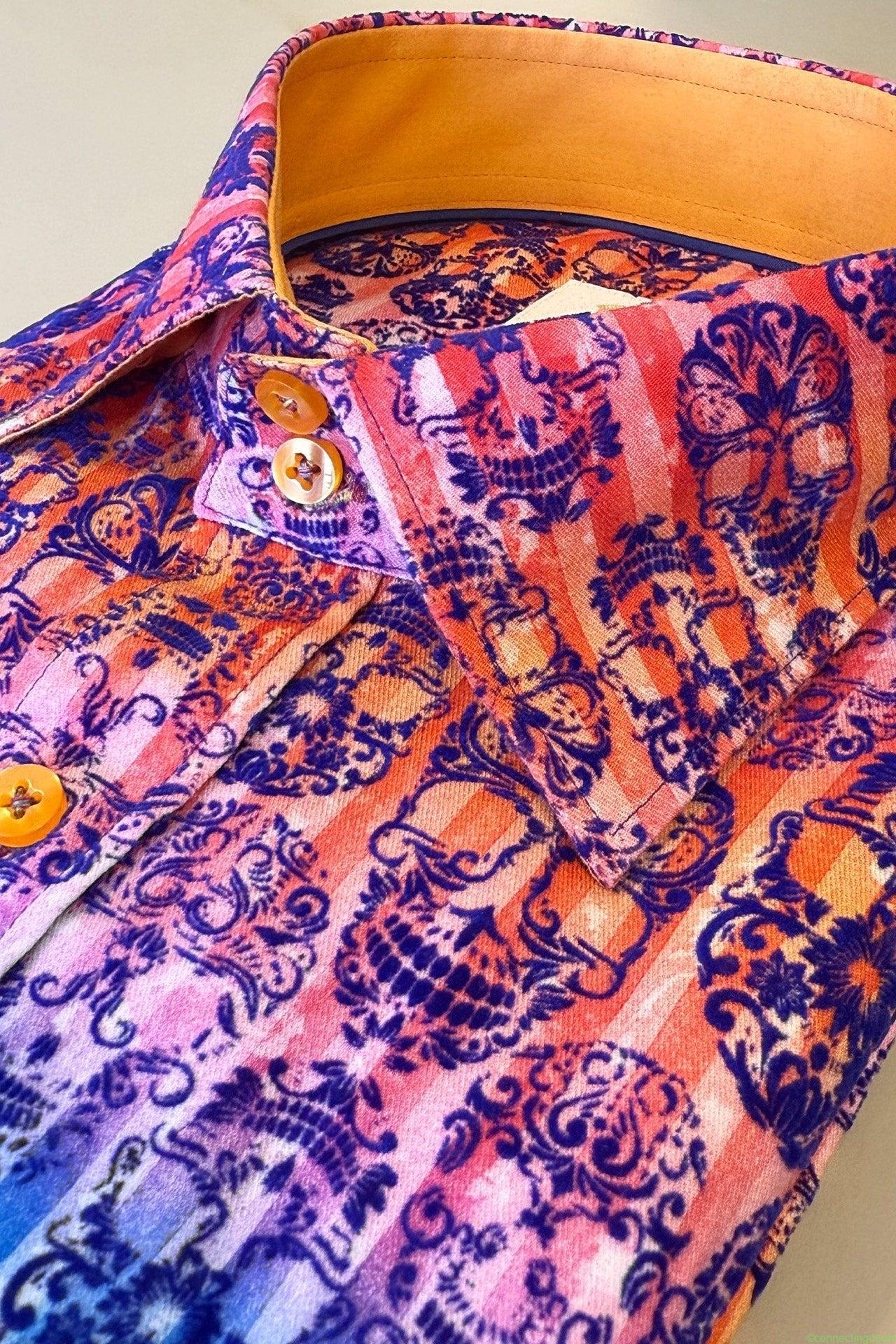 SKULL FLOCKING SHIRT WITH GRADIENT TIE-DYE