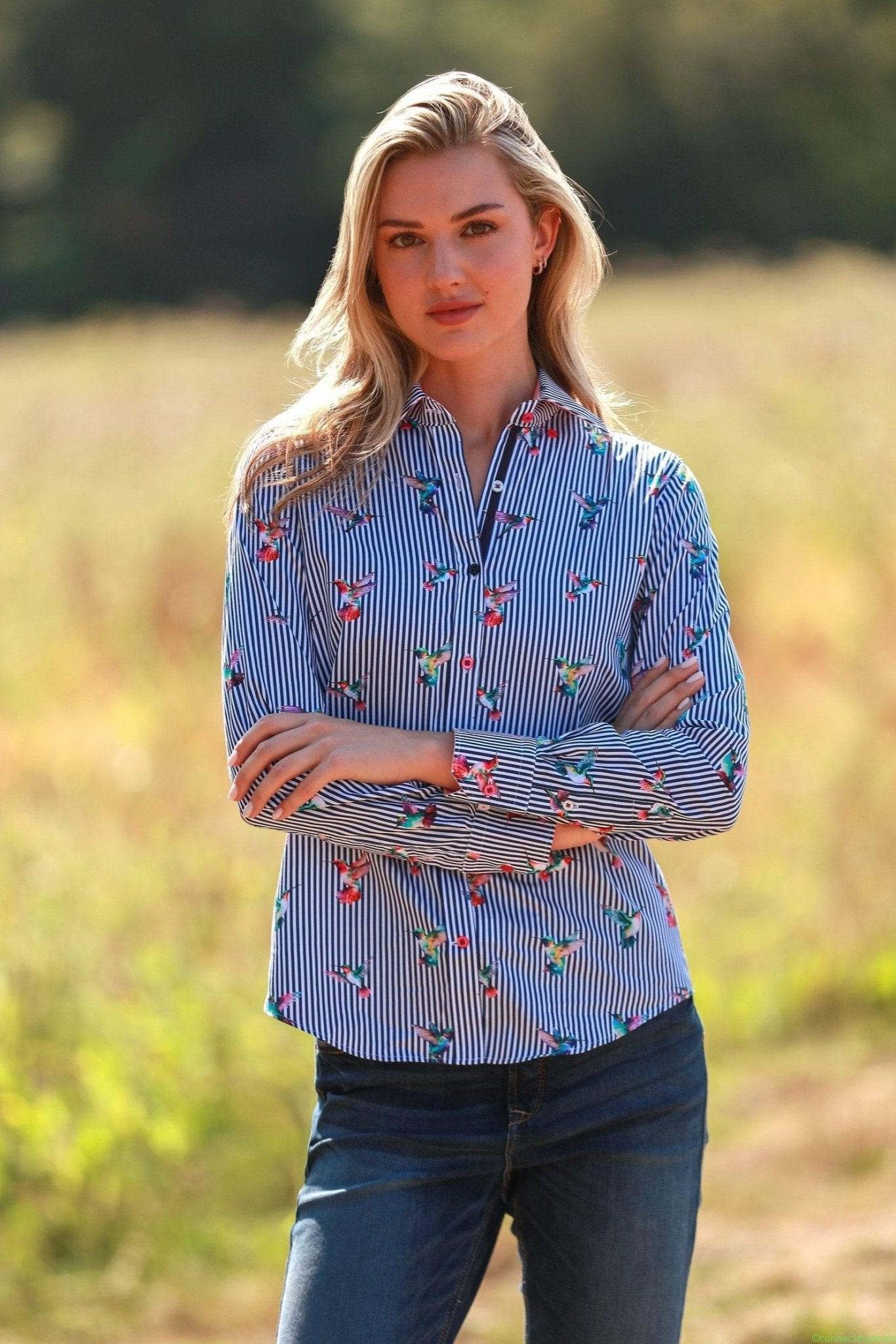 STRIPED HARMONY OF HUMMINGBIRDS WOMENS PRINT