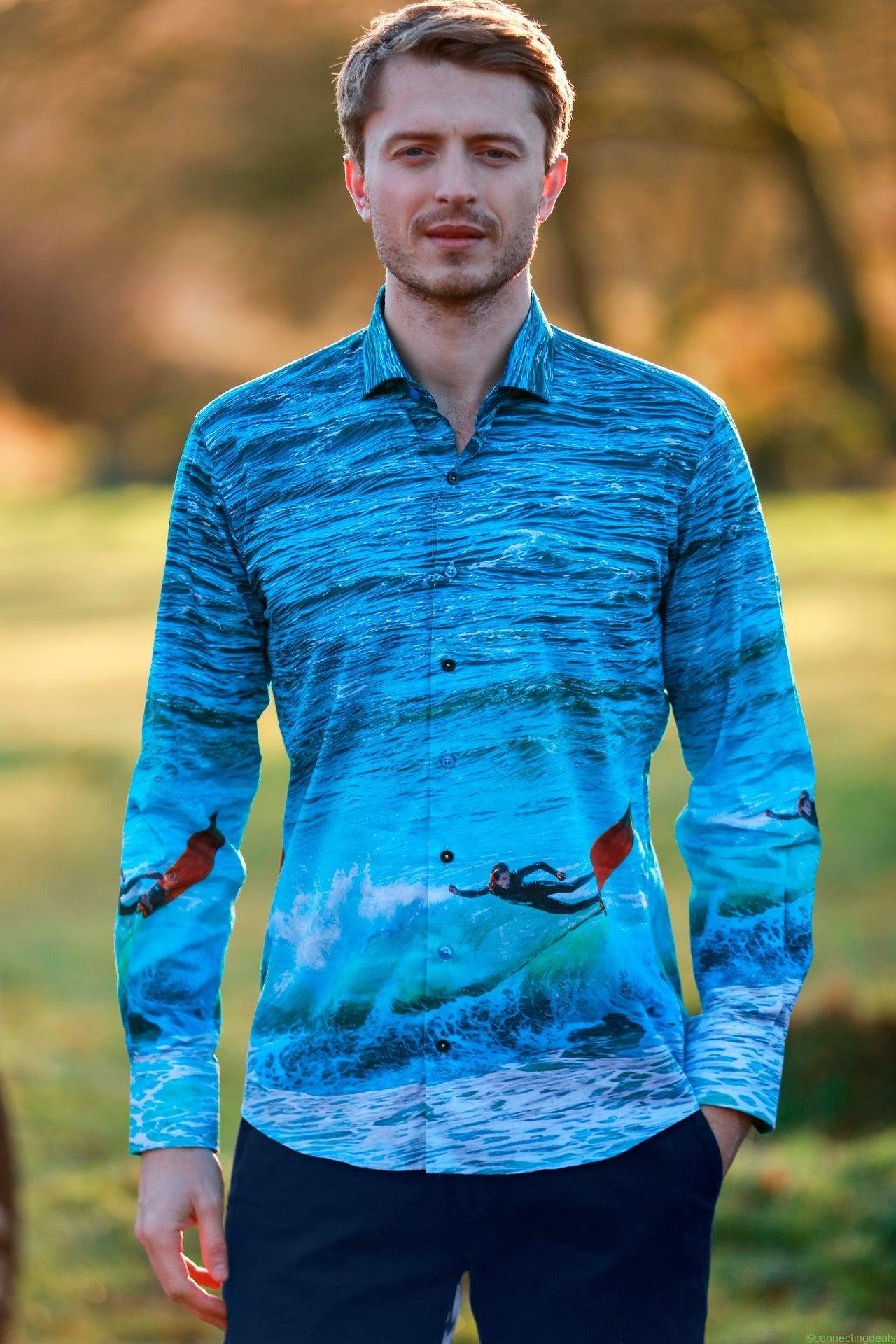 THE WAVE RIDER SURFING PLACEMENT PRINT SHIRT