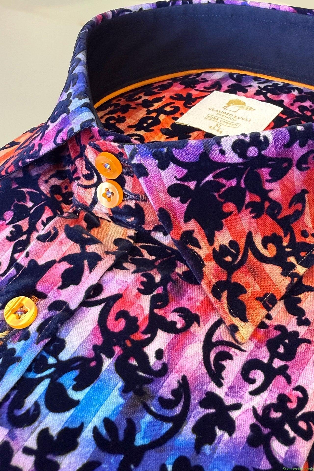 TIE-DYE FLORAL FLOCKING SHIRT WITH LUXURY