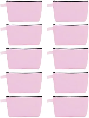10 Pcs Canvas Makeup Bags, Plain Zipper Pouches Bulk Travel Cosmetic DIY Craft Storage – 13×4.5x25cm Best Deal