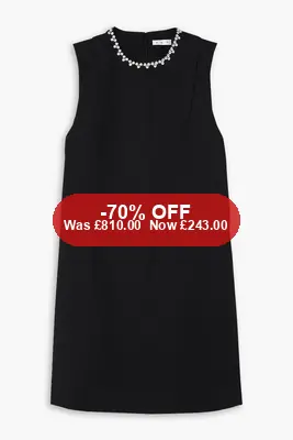 AREA Crystal-embellished cutout stretch-ponte mini dress – 70% Off