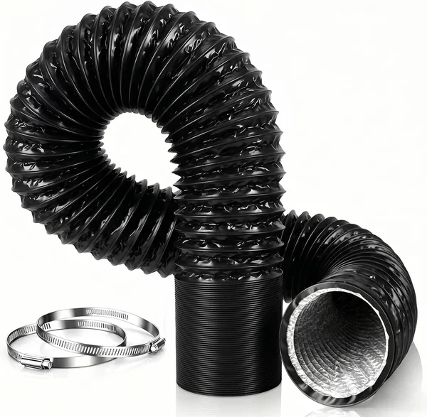 Auspuffschlauch 150 mm 3 m PVC-Aluminium Flexrohr – 4-Schicht flexibel hitzebeständig mit 2 Edelstahl-Hoseclamps für Luft