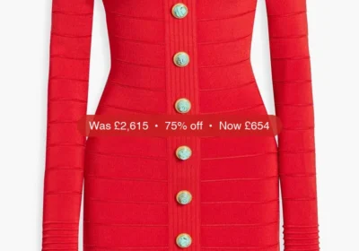 BALMAIN Off-the-shoulder stretch-knit mini dress - 75% Off in United Kingdom
