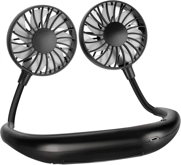 Bosoner Halsventilator Tragbar, 3 Geschwindigkeitsstufen, USB Mini-Ventilator mit 360° Luftstrom, Akkubetrieben, Klein, für Reisen, Sport, Büro