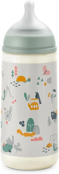 Botella Suavinex 360 ml con Teta Físiológica SX Pro de Silicona, Válvula Anti-colico, Flujo Denso (L) para Bebés +6 Meses – Caminar