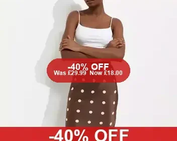 Brown Satin Polka Dot Lace Midi Skirt - 40% Off in United Kingdom