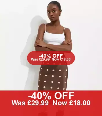 Brown Satin Polka Dot Lace Midi Skirt – 40% Off