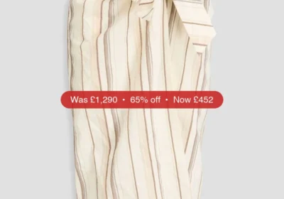 BRUNELLO CUCINELLI Wrap-effect striped cotton and linen-blend midi skirt - 65% Off in United Kingdom