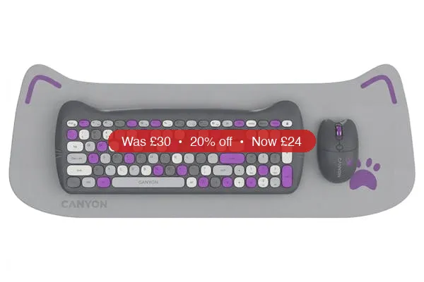 Canyon Wireless Keyboards & Mouse Combo HSET-W6 Kitty Edition | Violet – 20% Off