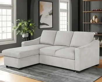 Coddle Aria Beige Fabric Convertible Sofa Bed with Chaise in United Kingdom