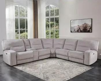 Excalibur Grey Fabric 6 Piece Power Reclining Sectional Sofa in United Kingdom