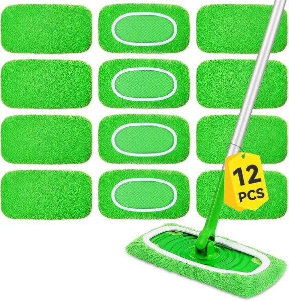 free ads 12 stukke golvtorkare för Swiffer – Våta golvdukar & Servetter, TVättbar och Återanvändbar, Komplett Startset