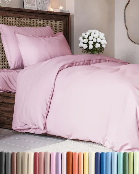 free ads 2-teiliges Bettwäsche-Set 135 x 200 cm Hellrosa, Duvet-Cover mit 1 Kissenbezug 80 x 80 cm, Gebürstete Mikrofaser, Reißverschluss und Ecke