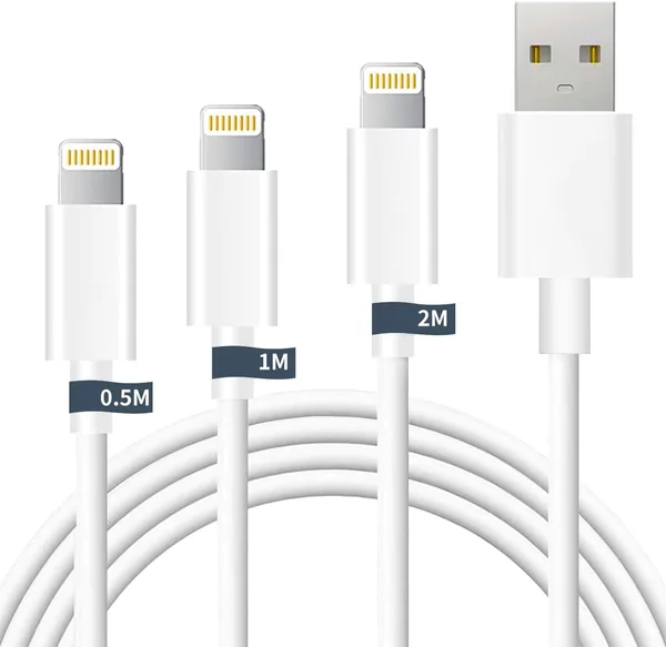 free ads (2025新バージョン、MFi認証) iPhone充電ケーブル、ライトニングケーブル、1.6ft/3.3ft/6.6ft、セット3本、iPhoneチャージャー、Lightning