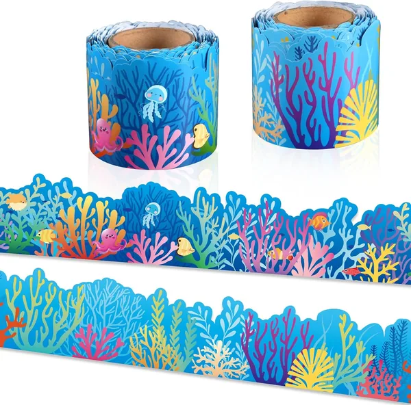 free ads 72ft Ocean Coral Reef Bulletin Board Border, Blue – Back to School Summer Classroom Decor