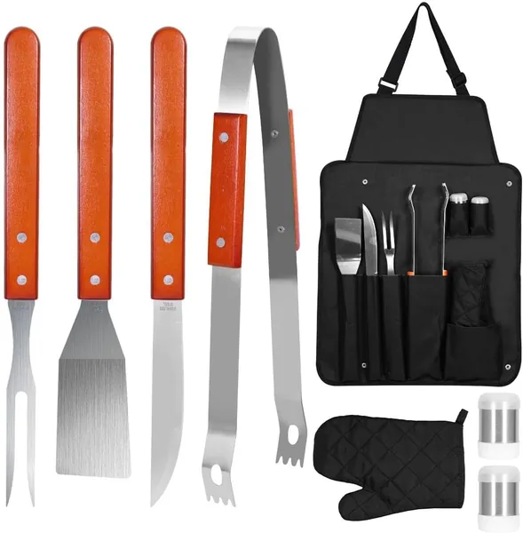 free ads 8-Piece Braai Tool Set with Apron – Outdoor Cooking Kit