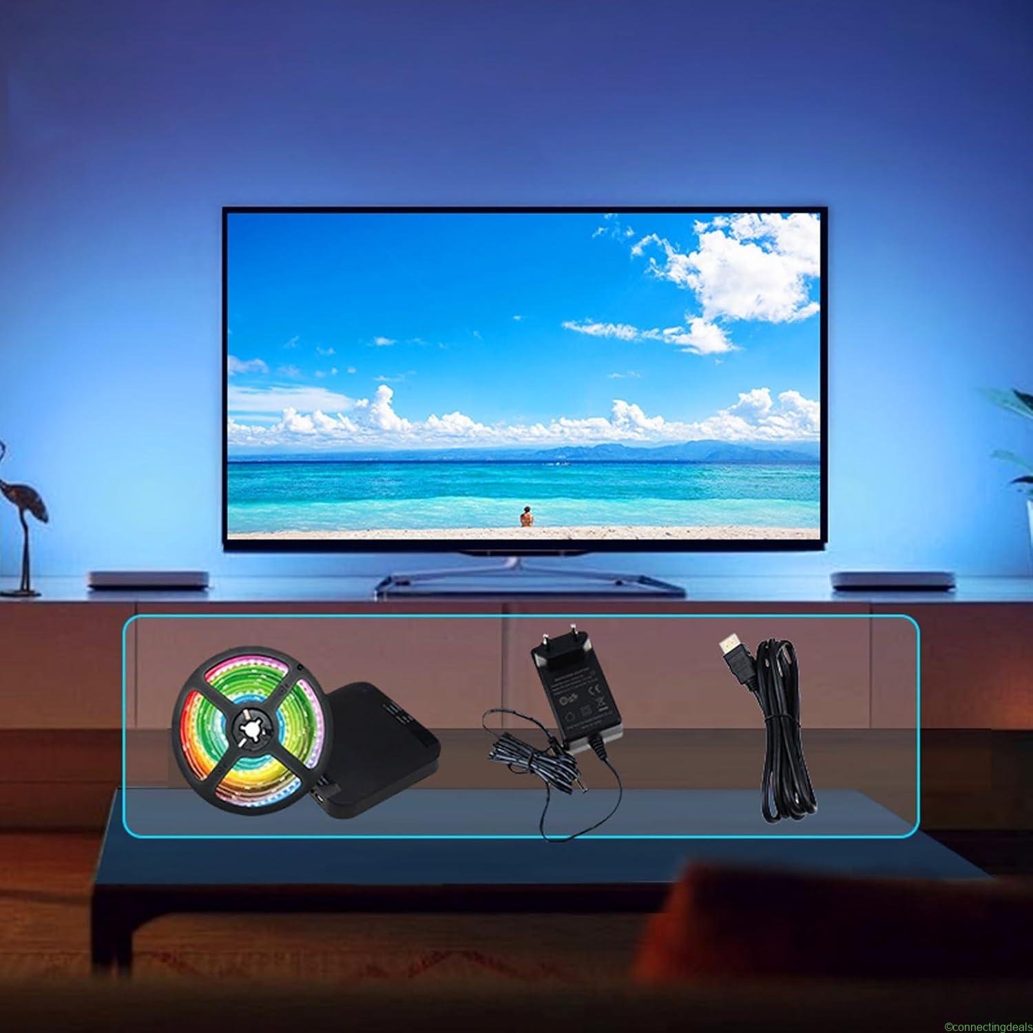 free ads Aanpasbare LED TV-verlichting, Eenvoudige Installatie, Sfeerverlichting – Best Price!
