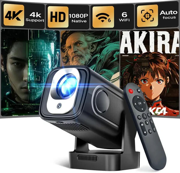 free ads Alwtniet Mini Projector 4K met Native 1080P, Draagbare Projector met Android, Autofocus & Keystone Correctie, WiFi 6 & Blauw – Best Deal