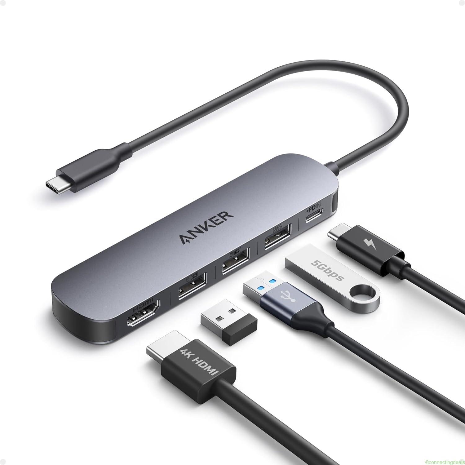 free ads Anker USB C Hub – 5-in-1, 90W Power Delivery – 23% Off