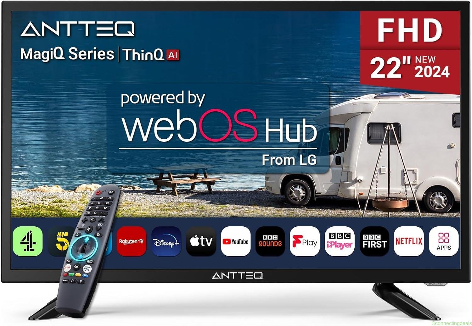 free ads Antteq 22″ FHD 12V Smart TV with WebOS & Voice Control – Best Price