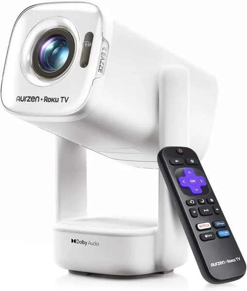 free ads Aurzen Roku TV Smart Projector 1080p WiFi Bluetooth USB-C