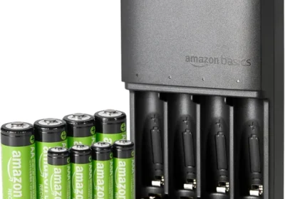 free ads Baterías recargables Amazon Basics NiMH con cargador de 4 ranuras, enchufe EU, 8 unidades (4 AAA 800mAh + 4 AA 2000mAh), negro in Spain