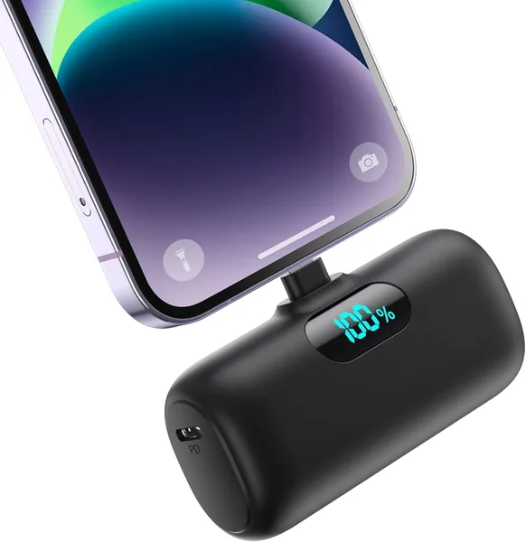 free ads Batterie externe Mini 5000mAh, Chargement rapide 15W PD 3.0A, Écran LCD Compact et Léger