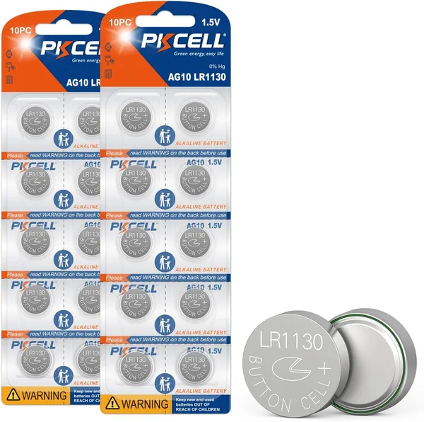 free ads Batteries bouton AG10 LR1130 PKCELL, longue durée, pour livres sonores ou jouets, paquet de 20