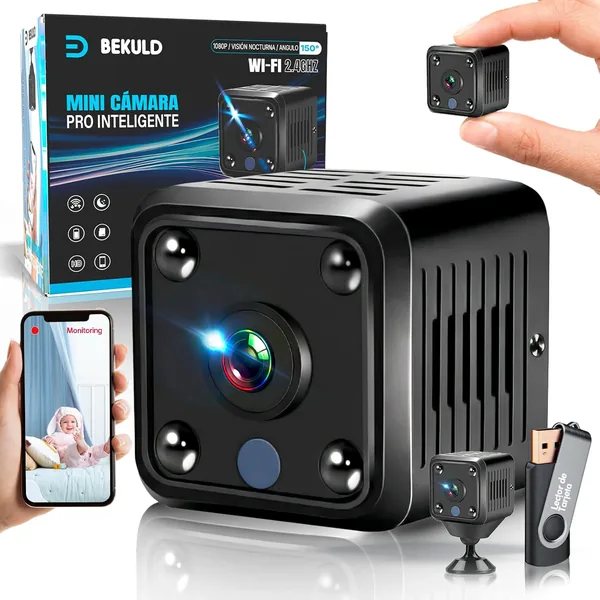 free ads Bekuld Super Pack De Mini Cámara Espía 2K Full HD + Soporte + Lector de Tarjetas | Cámaras Espías Camufladas con Visión Nocturna