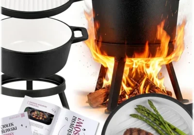 free ads Berdsen Żeliwny Kociołek Myśliwski 8l - Emaliowany Garnek na Ognisko i Grill z Dwustronnym Wiekiem, Patelnią i Trójnógem in Poland