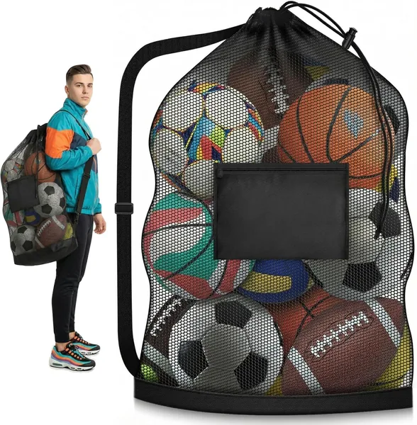 free ads Bolsa de Malla Deportiva Transpirable para Balones con Bolsillo Impermeable y Correa Ajustable – Mejor Oferta