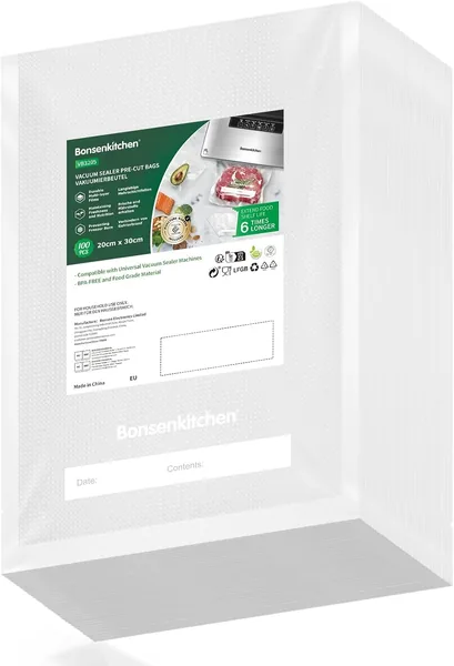 free ads Bonsenkitchen Vakuumversiegelungsbeutel, 20 x 30 cm, für Vakuumversiegelungs- und Folienheatversiegelungsgeräte mit Lebensmitteln Sous Vide, BPA-frei – Best Deal