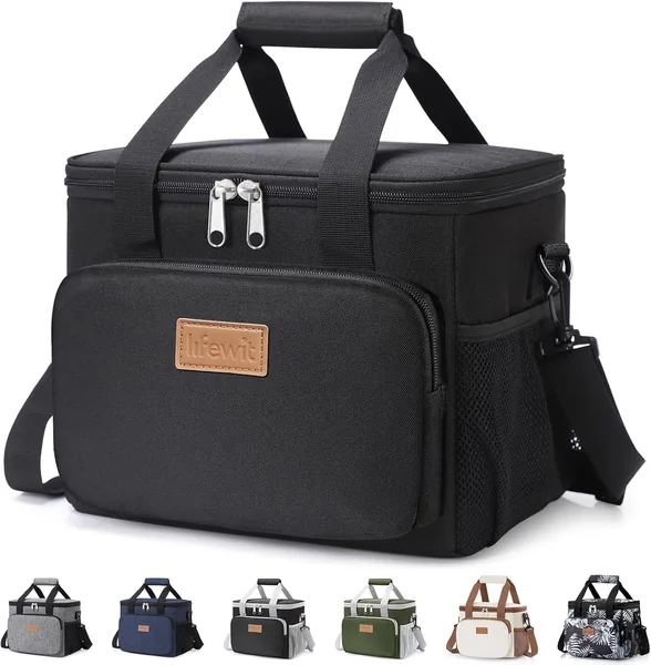 free ads Borsa termica Lifewit 9 L (12 lattine), borse per pranzo medie per uomini e donne, perfetta per lavoro, mare, viaggio, spiaggia, nera