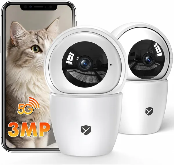 free ads Cámara de vigilancia WiFi YESNAMO 2.4/5G para interiores, cámara de seguridad PTZ 360° Full HD para bebés/mascotas, con seguimiento automático
