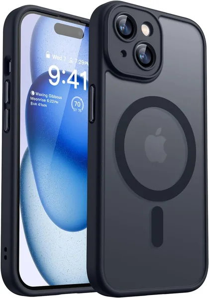 free ads CANSHN iPhone 15 ケース マグネティック互換・フルカメラ保護 衝撃吸収 無黄色化 マグネット付 透明マット