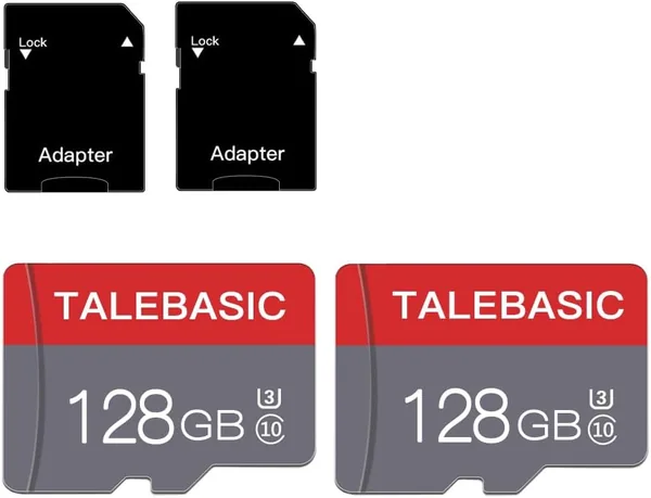 free ads Carte mémoire Micro SD 128 Go Classe 10 Haute Vitesse (2x) avec adaptateur SD pour tablette/smartphone/caméra/radio auto/console de jeux