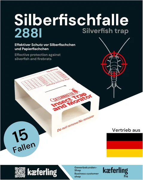 free ads Catchmaster 288i 15er Überwachungs-Klebefallen für Silberfische – 100 % toxinfrei – Starkes Klebeband – Für