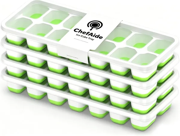 free ads ChefAide Ice Cube Trays 4 Pack – 56 Cubes Stackable