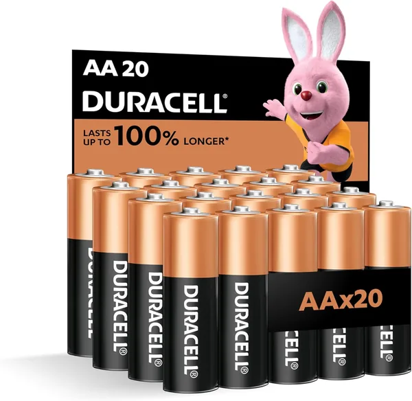 free ads بطاريات Duracell AA 1.5 فولت، عبوة من 20 قطعة – تدوم حتى 100% أكثر